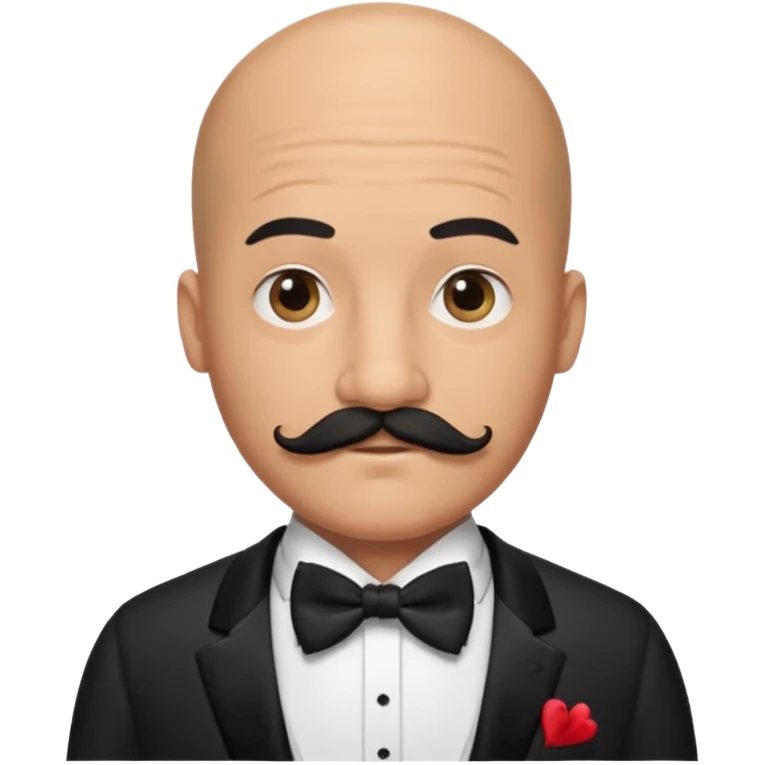 Bald guy with thick black mustache & bow tie emoji