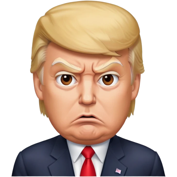 Donald Trump with one ear and looking angry emoji