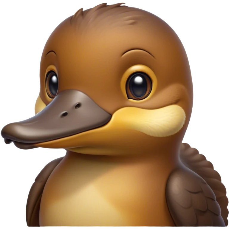 Cinematic Noble Platypus Portrait Emoji, Poised and regal, with a uniquely streamlined build and a sleek brown fur, a distinctive flat duckbill and broad, beaver-like tail, deep-set soulful eyes full of wonder, Simplified yet sharp and sophisticated features, highly detailed, glowing with a soft, dignified glow, high shine, intelligent and enigmatic, stylized with an air of aquatic curiosity, focused and attentive, soft glowing outline, capturing the essence of a watchful and confident oddity, so majestic it feels as though it could glide out of the screen with effortless authority! emoji