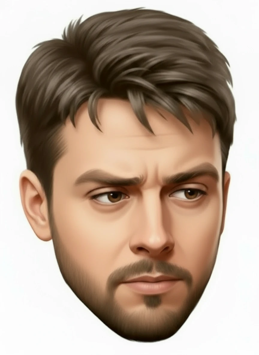 нарисуй этого человека чтобы он смотрел глазами в противоположную сторону, без фона emoji