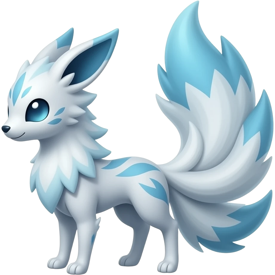 Slim tall elegant oriental painted Asian Absol-Glaceon-Sylveon-fusion-hybrid-creature emoji