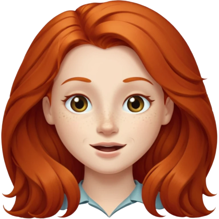 Long haired redhead winking wirh right eye emoji