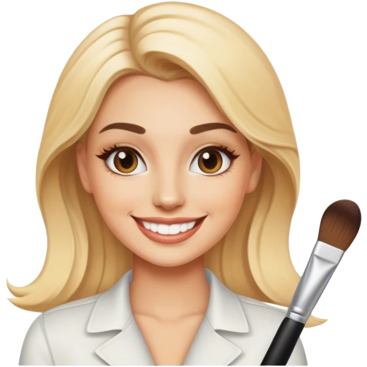 blonde makeup artist smiling emoji