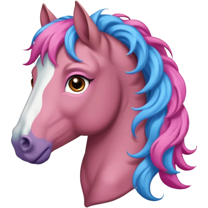  horse with curly and blue pink hair front angel  emoji