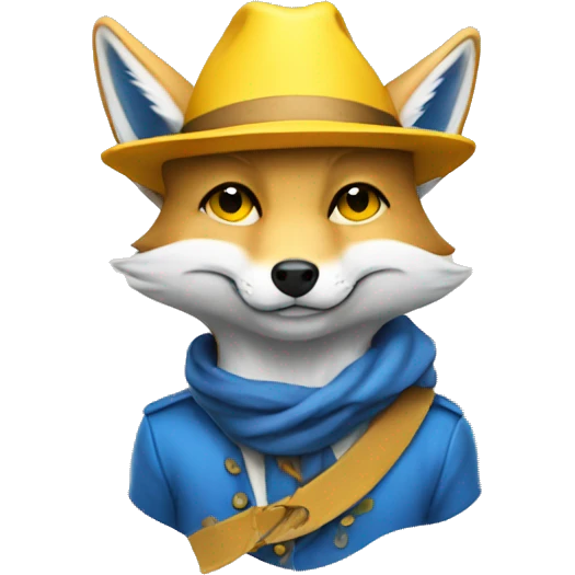 blue fox with yellow hat emoji