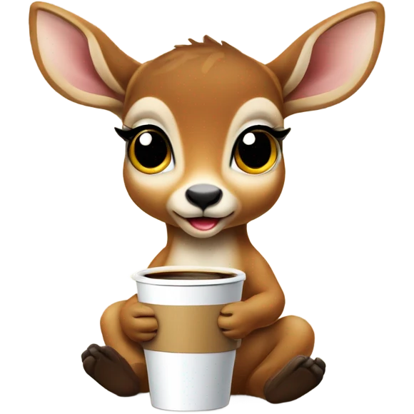 Baby deer drinking coffee emoji