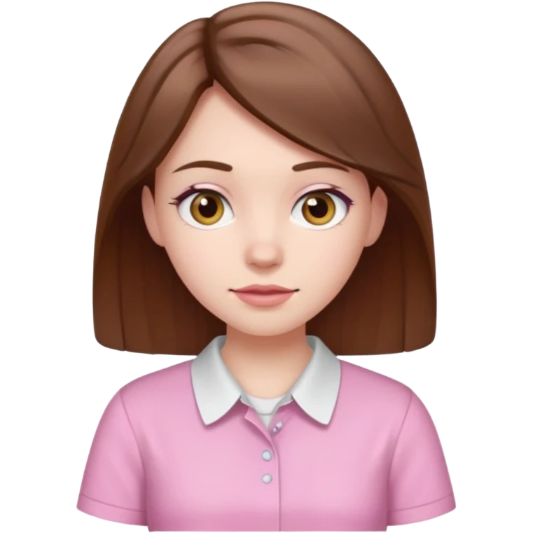 Pale girl brown hair and wearing pink and white shirt emoji