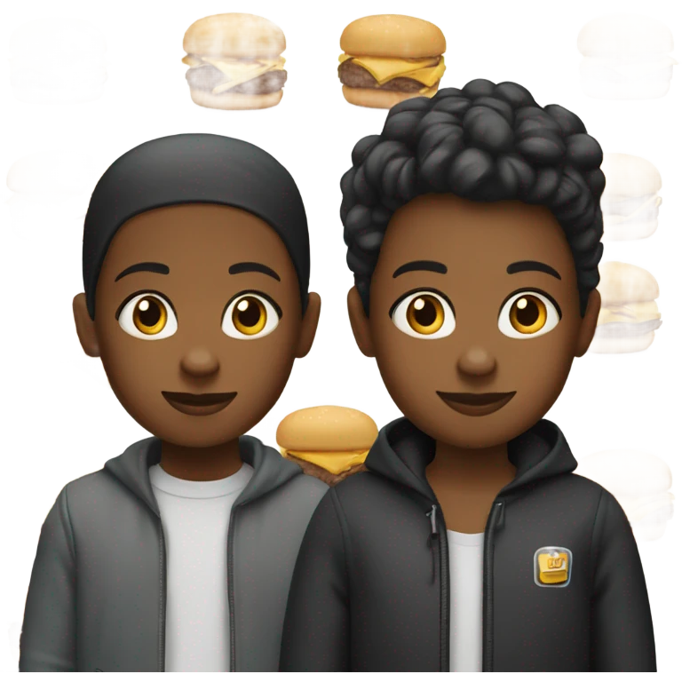 2 black Twin brothers and 2 white twin sisters. At McDonald’s  emoji