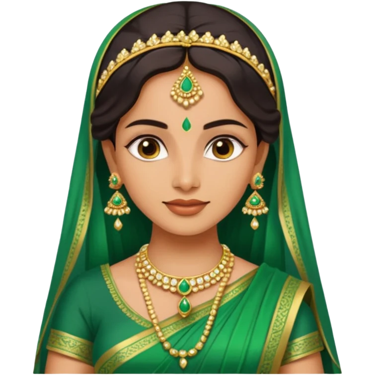 Indian bride in green saree emoji
