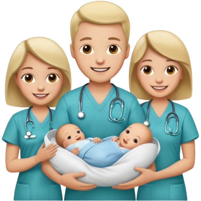 Create Happy & celebrating team faces for a hospital with a newborn saved emoji