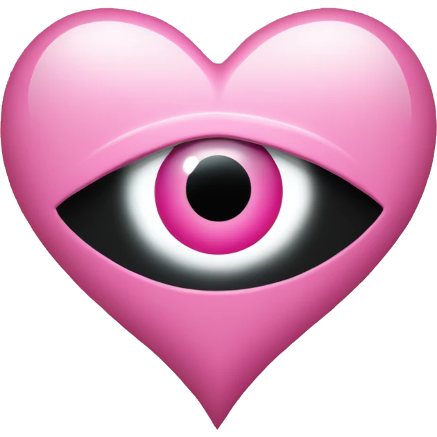Turkish pink evil-eye circular symbol inside of a gold heart emoji