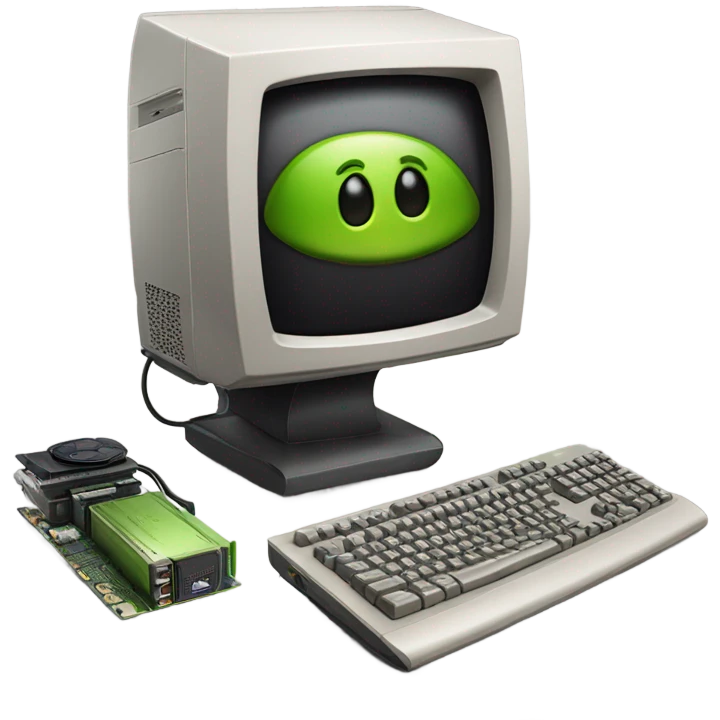 An old apple 2 computer upgraded haphazardly with a new Nvidia 4080  emoji