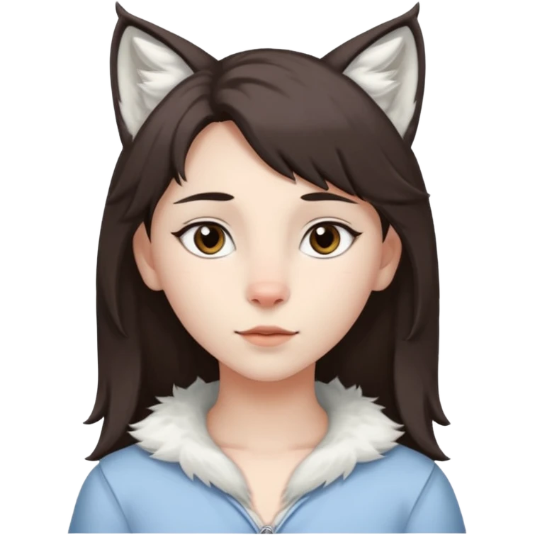 Femboy au cheveux marron foncé avec des oreilles de lynx blanc emoji