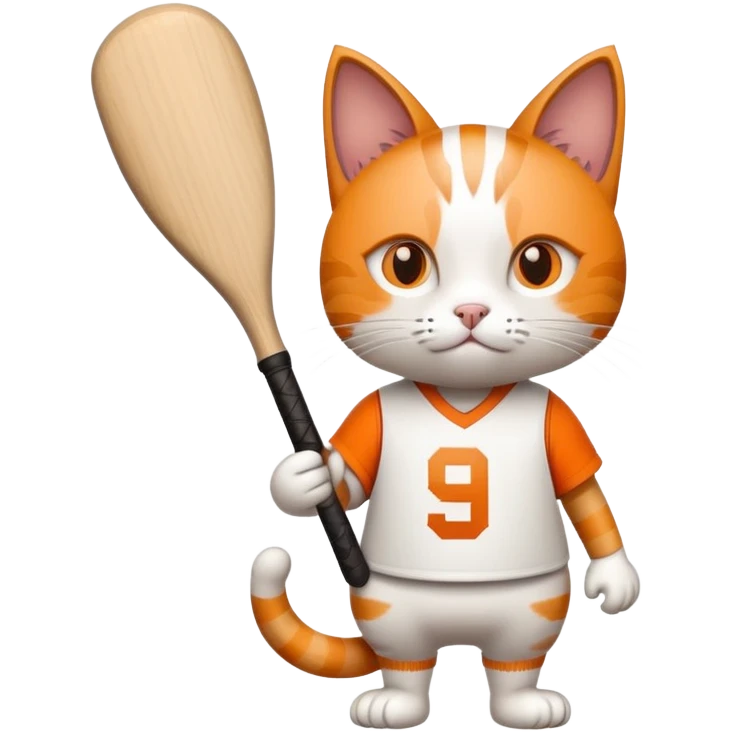 cat in a number 9 UT jersey with a baseball bat  emoji