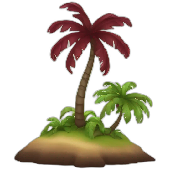 burgundy coloured palm, on a small island emoji