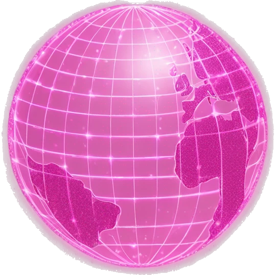Pink and light pink, sparkly connected fiber optic, network, world globe   emoji
