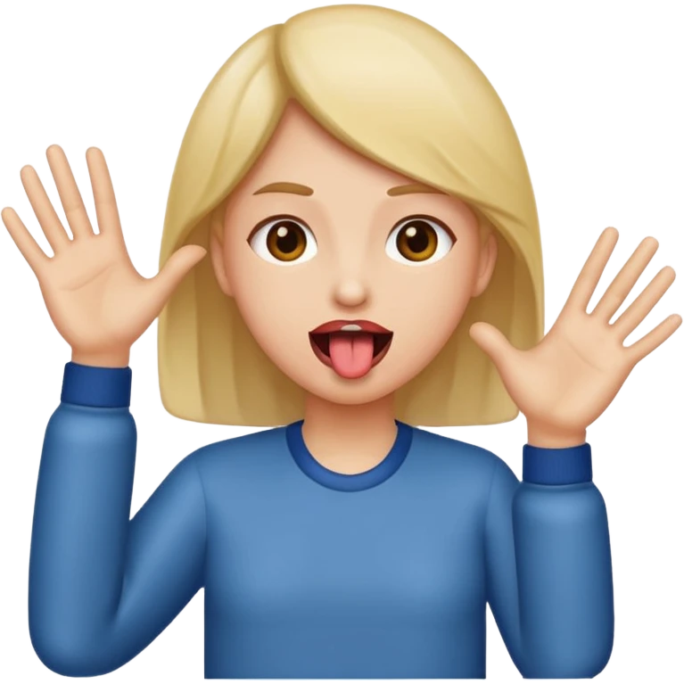 tongue out with hands out to the side  emoji