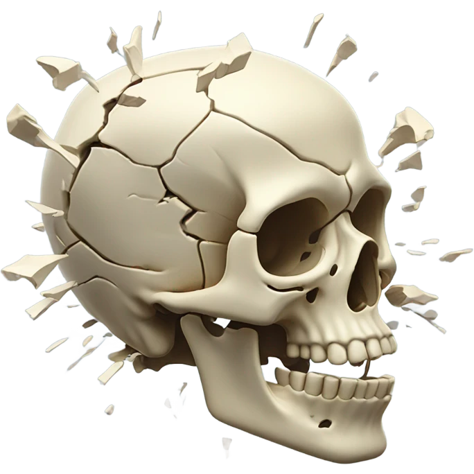 Skeleton head with an exploding head emoji