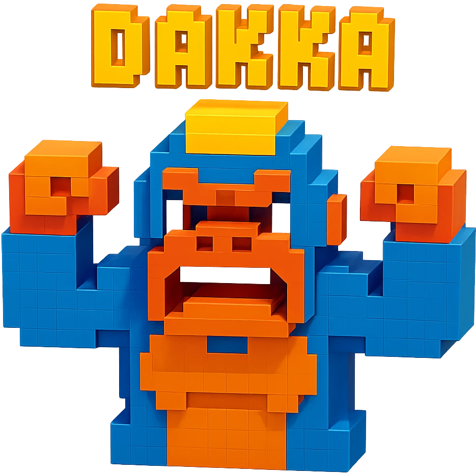 an angry gorilla with the name tag DAKKA above it emoji