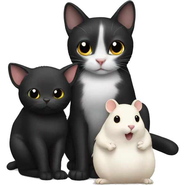 black Cat holding a white hamster emoji