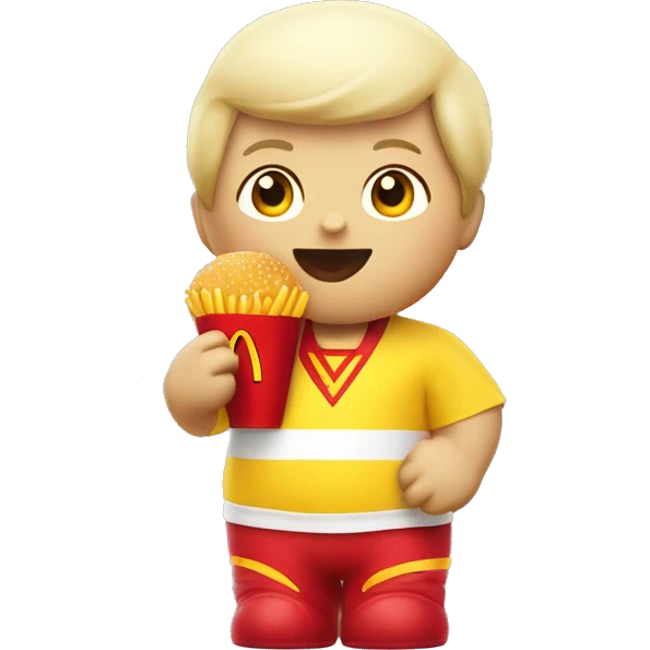 a sonny angel eating mcdonald’s  emoji