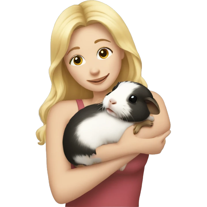 Blonde Woman hugging a guineapig emoji
