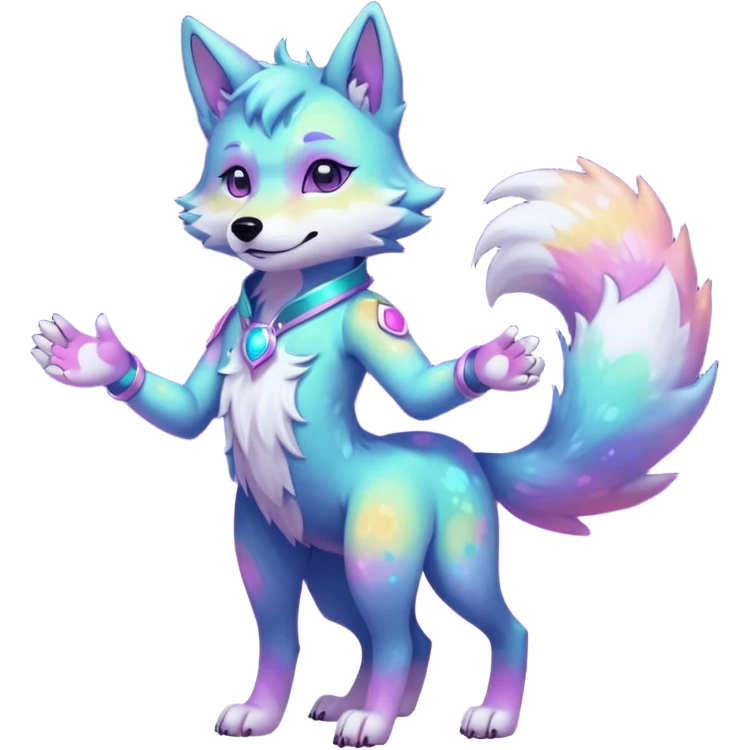 anthropomorphic anthro kawaii cute colorful shiny pastel nebula furry wolf-fursona furry  (2 legs, 2 arms) emoji