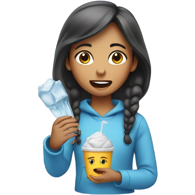Girl eating ice emoji