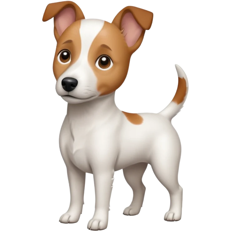a fully white jack russell the size of a kelpie with light brown ears and a light brown patch on one eye emoji
