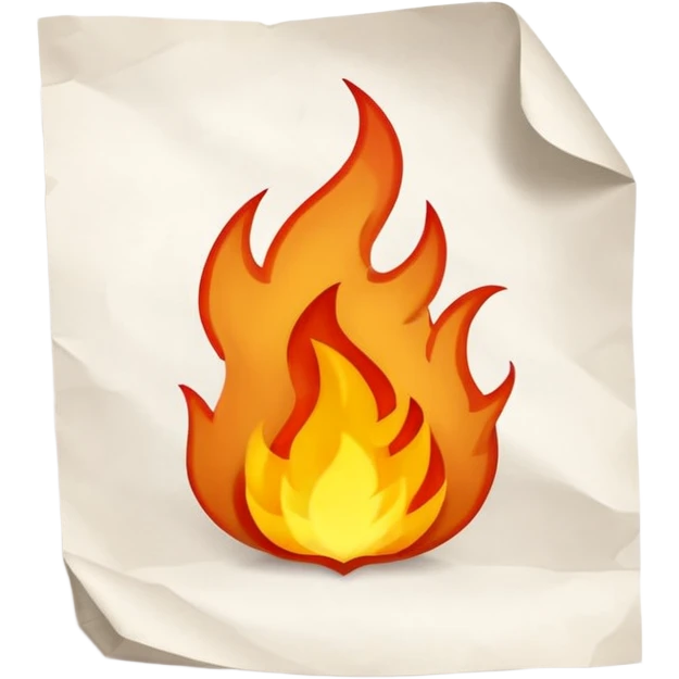 paper sheet with dialogue lines and small fire symbol emoji