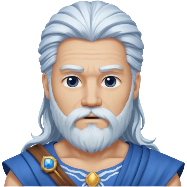 Jupiter, Thunder God from Rome Mythology with long white hair and beard, blue and white outfit emoji