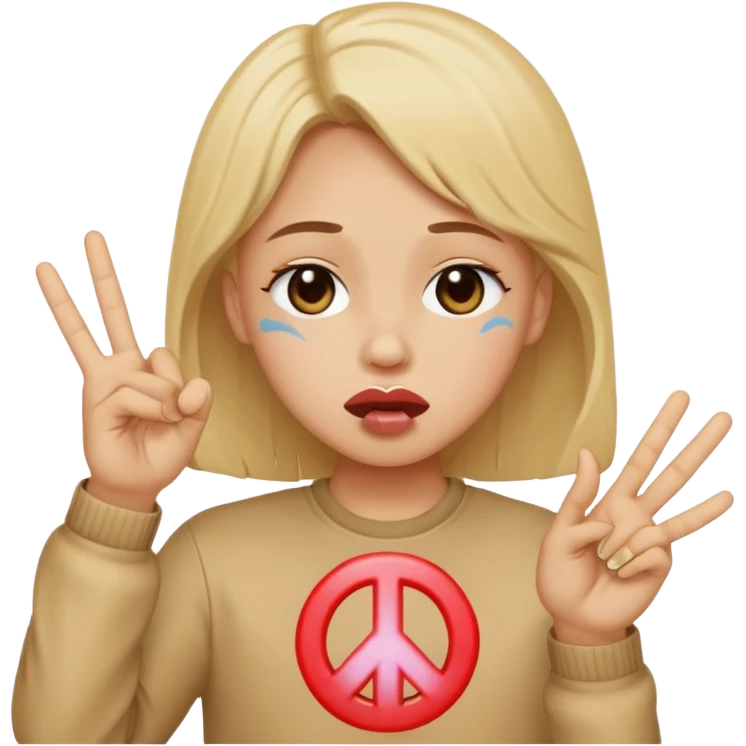 Crying kissy face holding up peace sign emoji