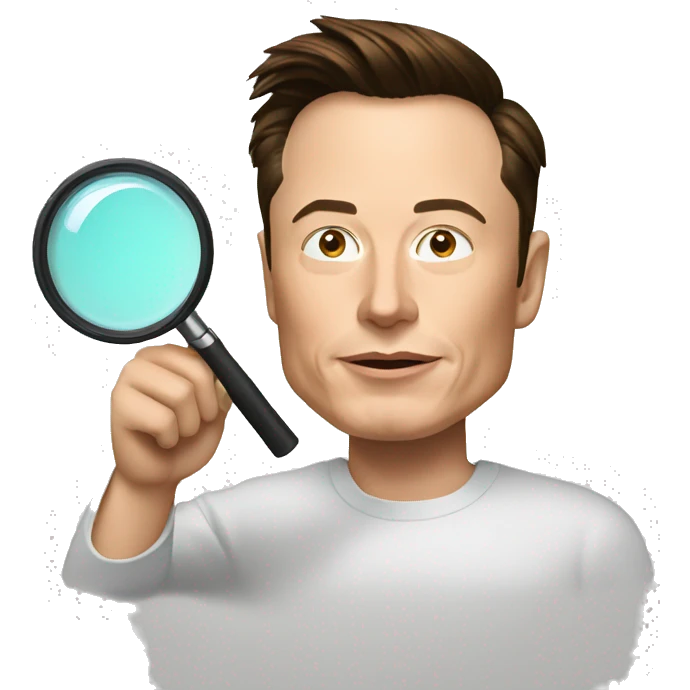 Elon musk with magnifier  emoji