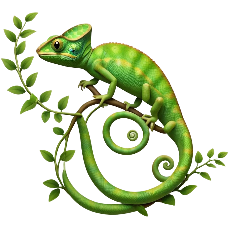 cinematic-chameleon-realistic-full-body-climbing-emoji,-slender-body-gripping-a-twisting-vine-with-prehensile-feet,-scaly-green-skin-shifting-shades-with-its-environment,-large-bulging-eyes-rotating-independently,-delicate-coiled-tail-curling-behind,-long-tongue-slightly-protruding-as-if-ready-to-strike,-simplified-yet-realistic-focused-features,-highly-detailed,-glowing-with-an-ethereal-forest-light emoji