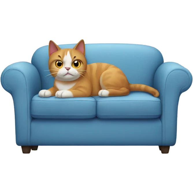 Cat looking at dog annoyed sitting on the couch emoji