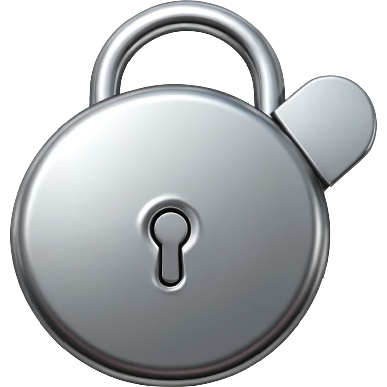 Chrome silver lock emoji, iOS emoji style, smooth metallic surface, rounded edges, reflective highlights, minimalistic emoji