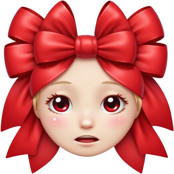 crying face with bow emoji