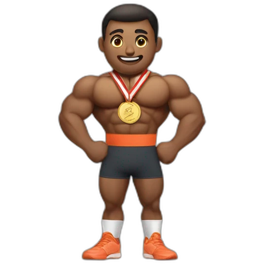muscle man with medal emoji