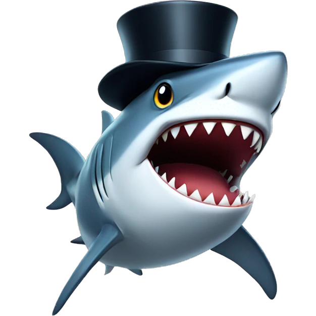 Shark with a top hat emoji