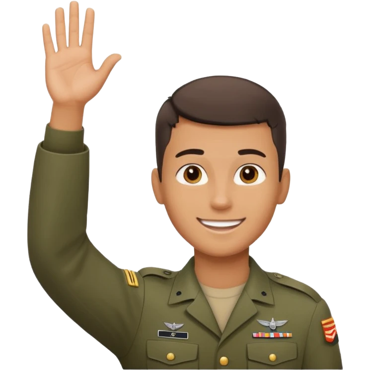 joven trigueno corte de pelo militar sonrisa bonita mano arriba emoji