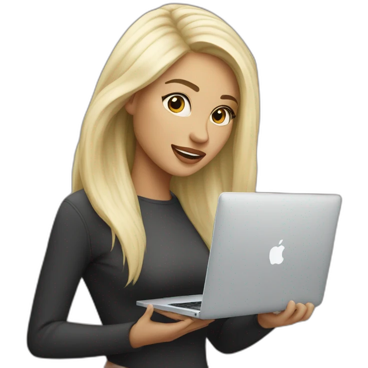 platinum-blonde-girl-with-macbook emoji