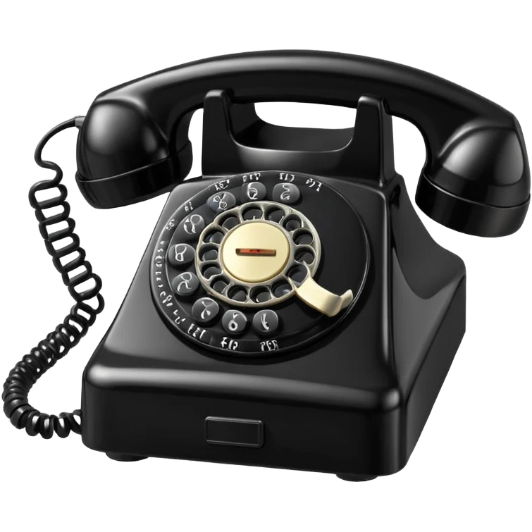 Telephone – Classic black rotary phone with cord emoji