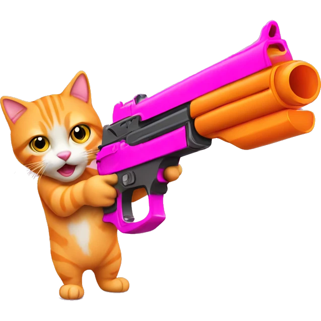 Orange cat with pink gun  emoji