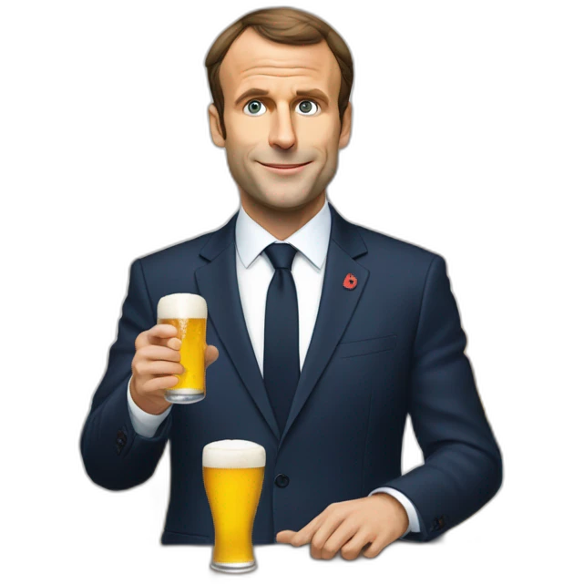 Macron qui prend une bierre emoji