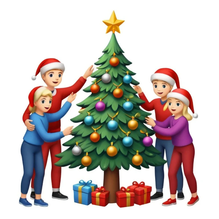 people decorating a Christmas tree emoji