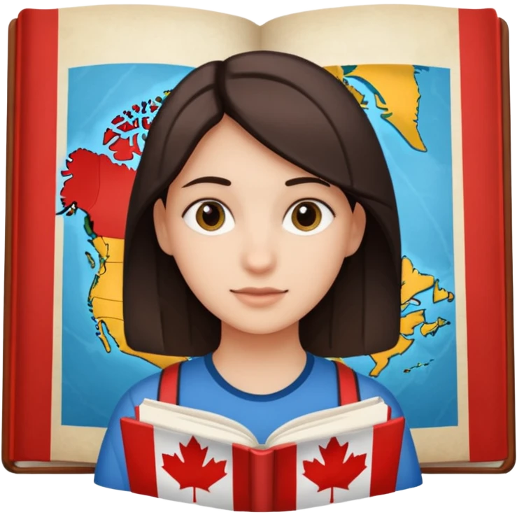 A person studying with a map of Canada in the background emoji