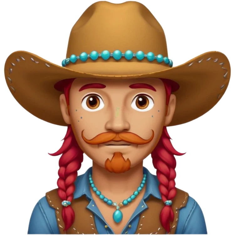 mustached cowboys bead and long red hair with tattoos on face  emoji