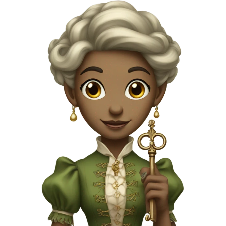 an elf woman login holding a big key in Victorian dress  full body  emoji
