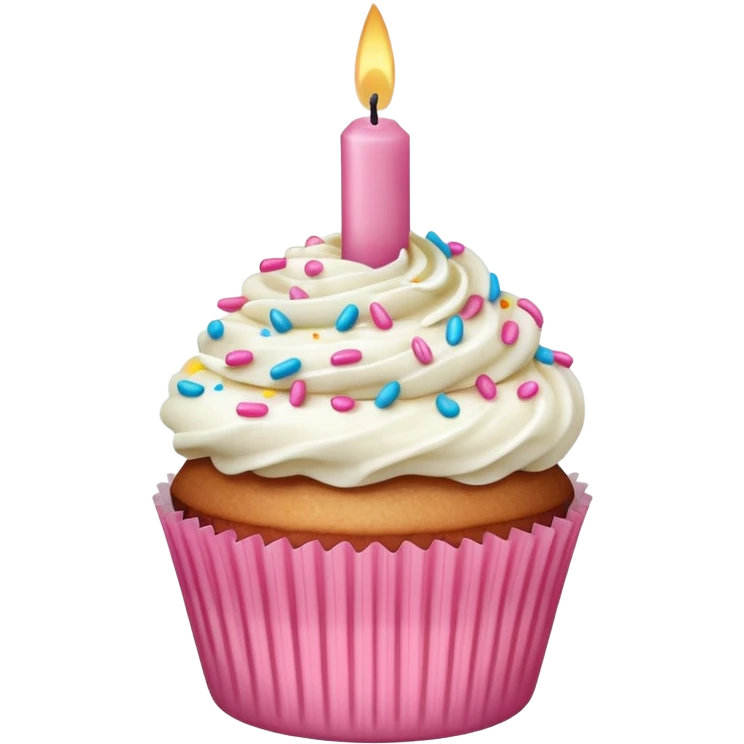 cupcake with pink candle emoji
