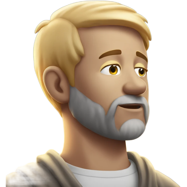 man with orange beard, short blond hair as he praying, with a holy shine behind him emoji